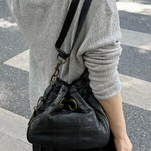 DIOR Vintage Large Cannage Drawstring Bag